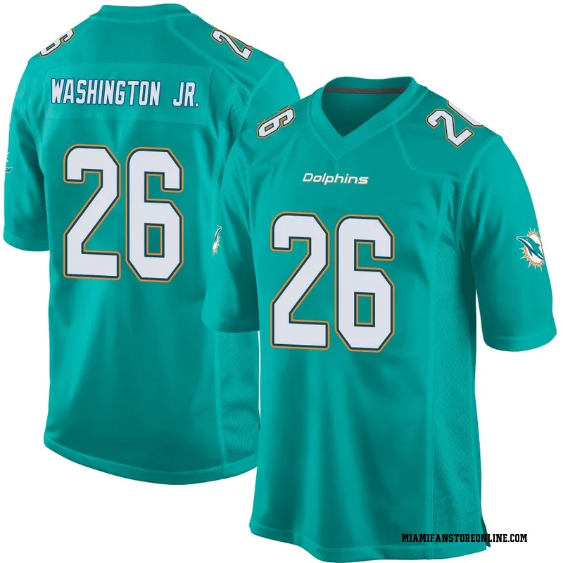 Carlos Washington Jr. Men's Aqua Game Miami Dolphins Team Color Football Jersey