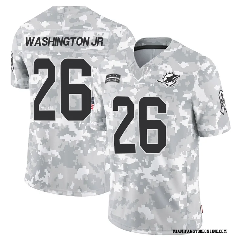 Carlos Washington Jr. Men's Arctic Camo Limited Miami Dolphins 2024 Salute to Service Football Jersey