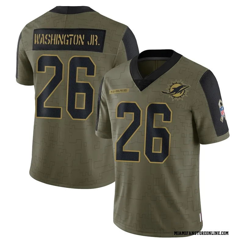 Carlos Washington Jr. Men's Olive Limited Miami Dolphins 2021 Salute To Service Football Jersey