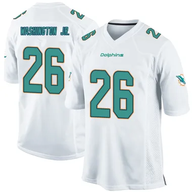 Carlos Washington Jr. Men's White Game Miami Dolphins Football Jersey