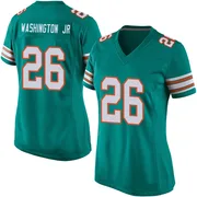 Carlos Washington Jr. Women's Aqua Game Miami Dolphins Alternate Football Jersey