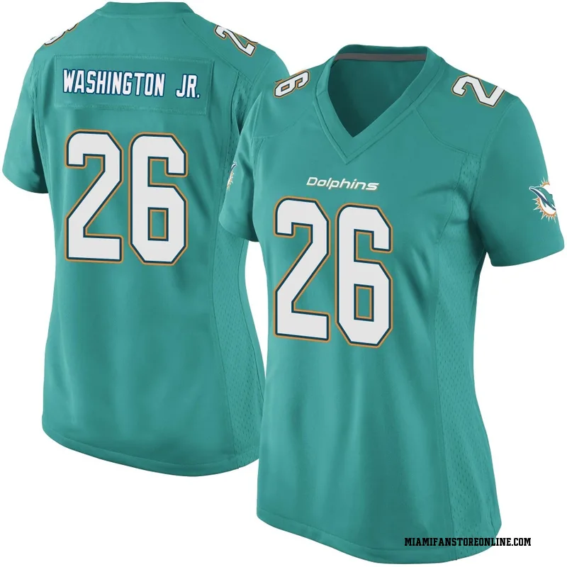 Carlos Washington Jr. Women's Aqua Game Miami Dolphins Team Color Football Jersey
