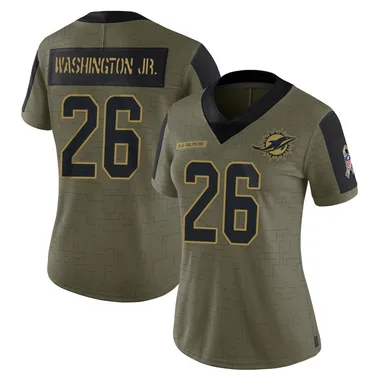 Carlos Washington Jr. Women's Olive Limited Miami Dolphins 2021 Salute To Service Football Jersey