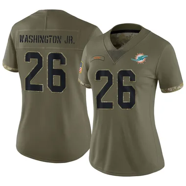 Carlos Washington Jr. Women's Olive Limited Miami Dolphins 2022 Salute To Service Football Jersey