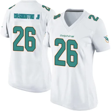 Carlos Washington Jr. Women's White Game Miami Dolphins Football Jersey
