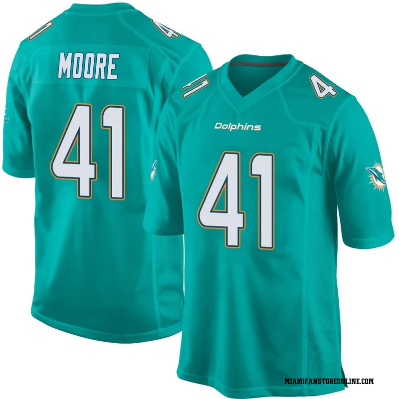 Louis Moore Men's Aqua Game Miami Dolphins Team Color Football Jersey