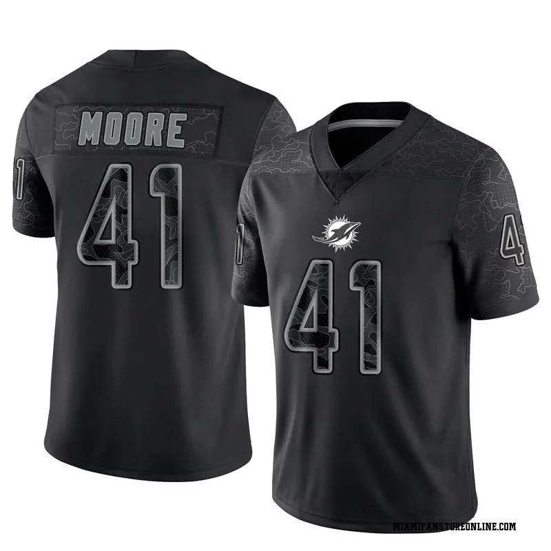 Louis Moore Men's Black Limited Miami Dolphins Reflective Football Jersey