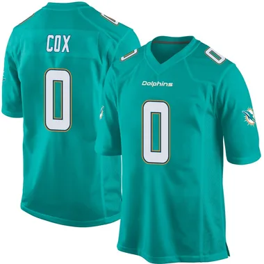 Marques Cox Men's Aqua Game Miami Dolphins Team Color Football Jersey