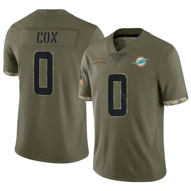 Marques Cox Men's Olive Limited Miami Dolphins 2022 Salute To Service Football Jersey
