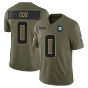 Marques Cox Men's Olive Limited Miami Dolphins 2025 Salute to Service Football Jersey