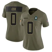 Marques Cox Women's Olive Limited Miami Dolphins 2025 Salute to Service Football Jersey