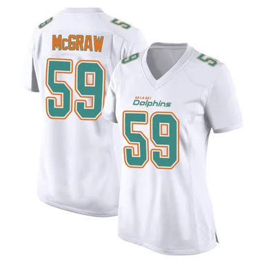 Rodney McGraw Women's White Game Miami Dolphins Fashion Football Jersey