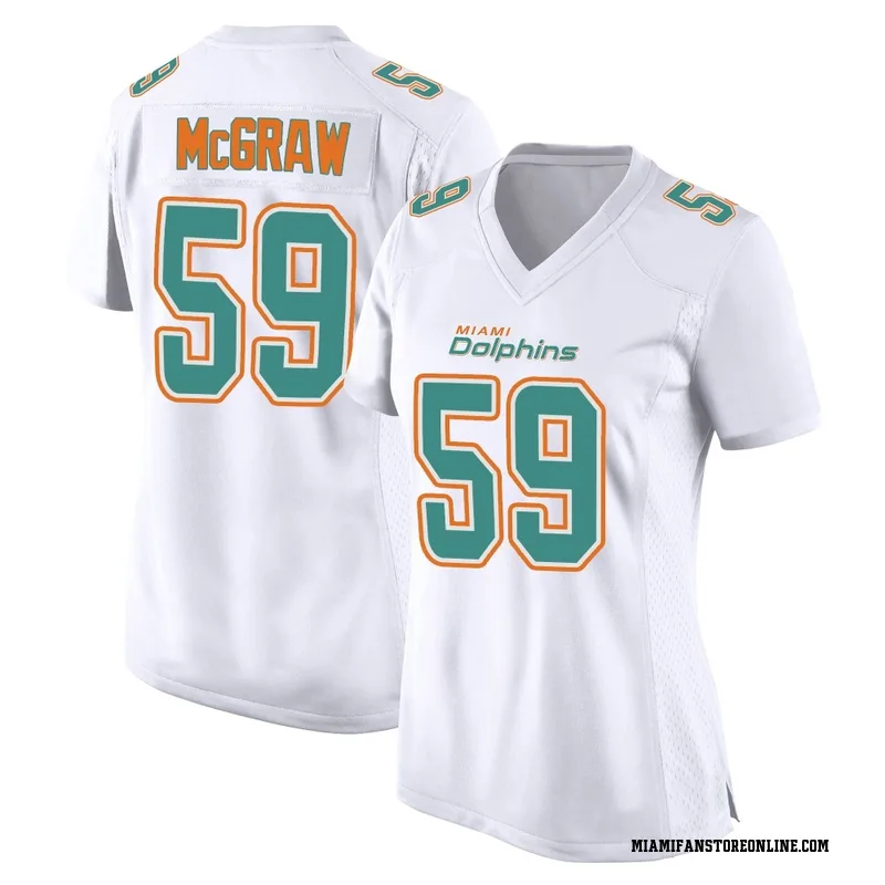 Rodney McGraw Women's White Game Miami Dolphins Fashion Football Jersey