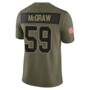 Rodney McGraw Youth Olive Limited Miami Dolphins 2025 Salute to Service Football Jersey