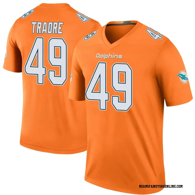Seydou Traore Men's Orange Legend Miami Dolphins Color Rush Football Jersey