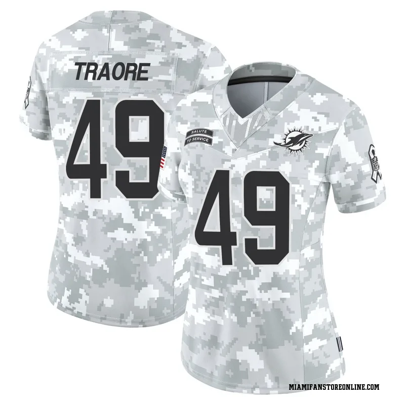 Seydou Traore Women's Arctic Camo Limited Miami Dolphins 2024 Salute to Service Football Jersey