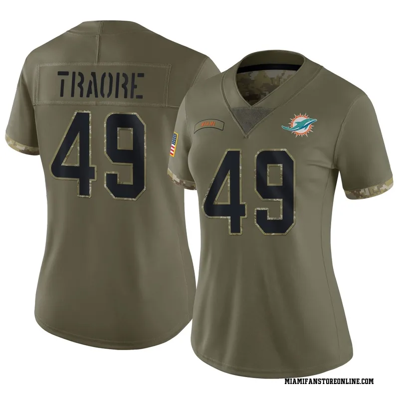 Seydou Traore Women's Olive Limited Miami Dolphins 2022 Salute To Service Football Jersey