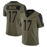 Trey Moore Men's Olive Limited Miami Dolphins 2021 Salute To Service Football Jersey